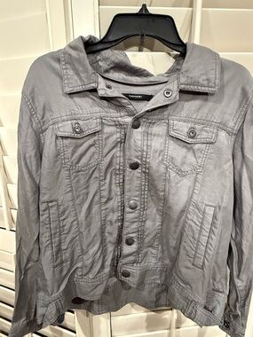 Tahari Light Gray Button-Front Jean Jacket